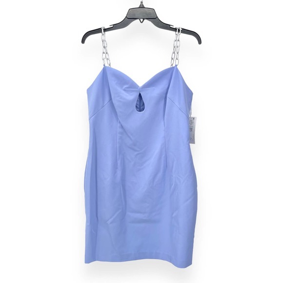 Aidan by Aidan Mattox Keyhole Silver Chain-Strap Minidress Size 10 - Picture 3 of 15